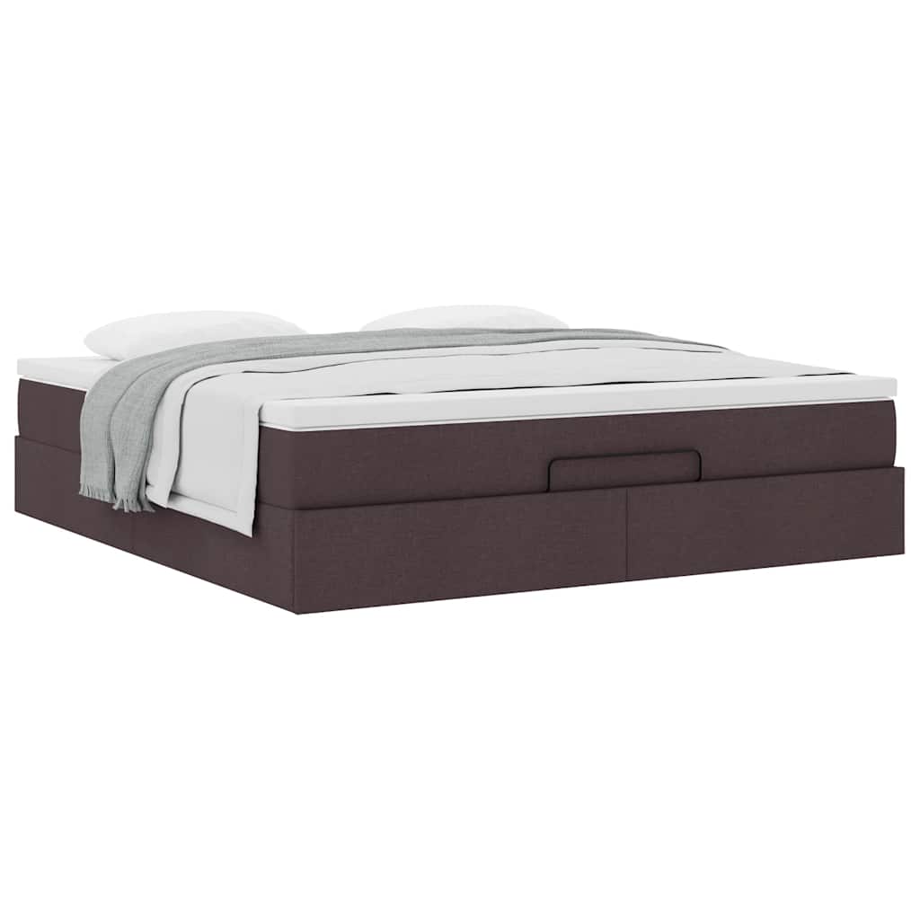 Ottoman Bed Met Matras 180X200Cm Stof 180 x 200 cm Donkerbruin
