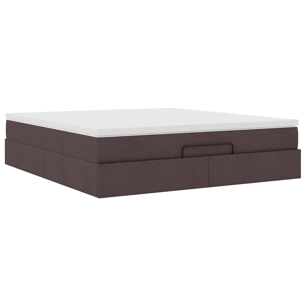Ottoman Bed Met Matras 180X200Cm Stof 180 x 200 cm Donkerbruin