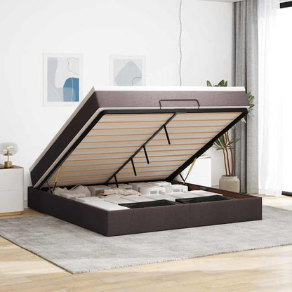 Ottoman Bed Met Matras 180X200Cm Stof 180 x 200 cm Donkerbruin
