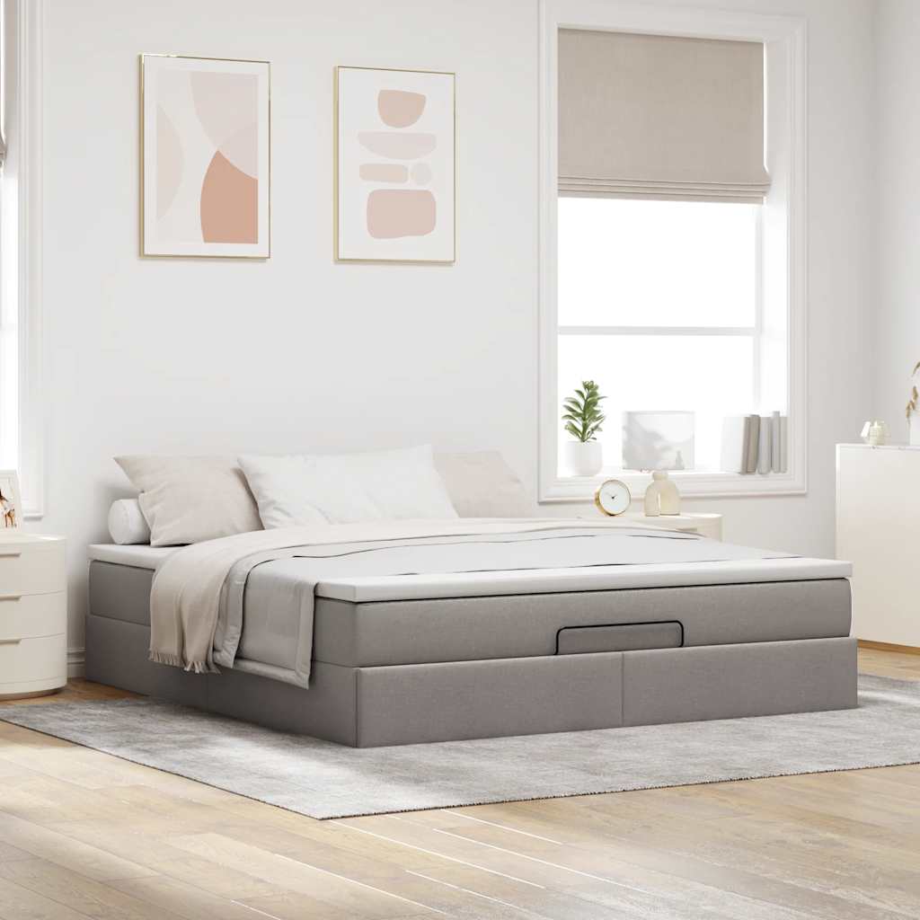Ottoman bed met matras 180x200cm stof taupe