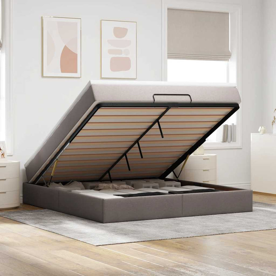 Ottoman bed met matras 180x200cm stof taupe