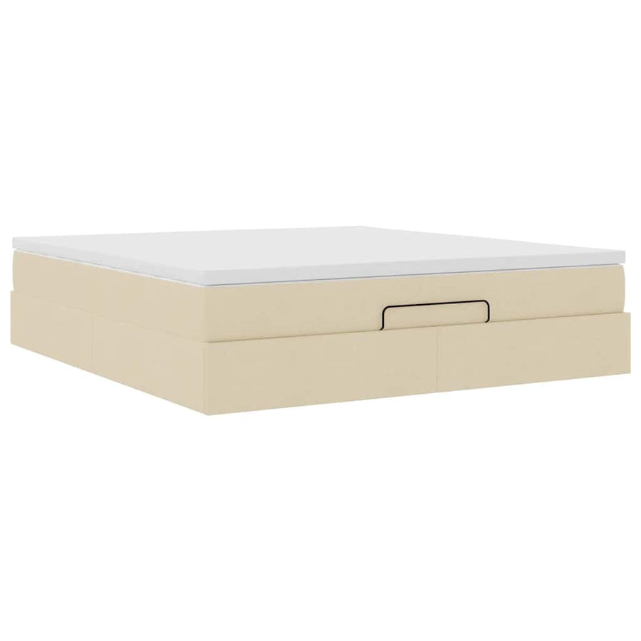 Ottoman bed met matras 180x200cm stof crèmekleurig