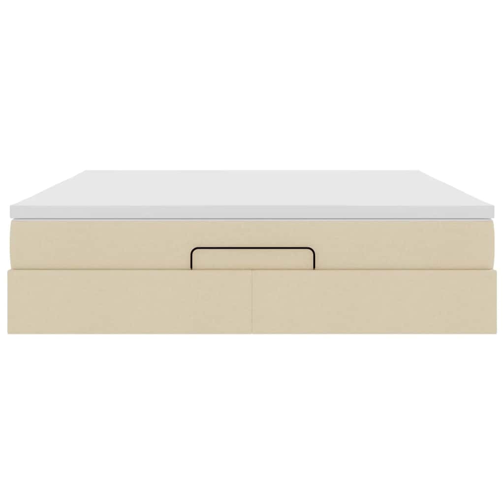Ottoman bed met matras 180x200cm stof crèmekleurig