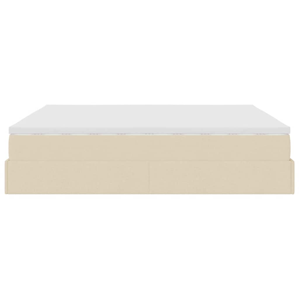 Ottoman bed met matras 180x200cm stof crèmekleurig