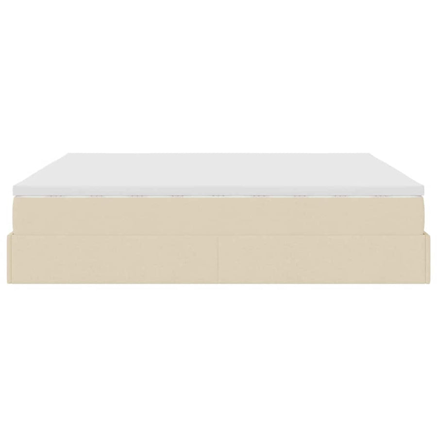 Ottoman bed met matras 180x200cm stof crèmekleurig