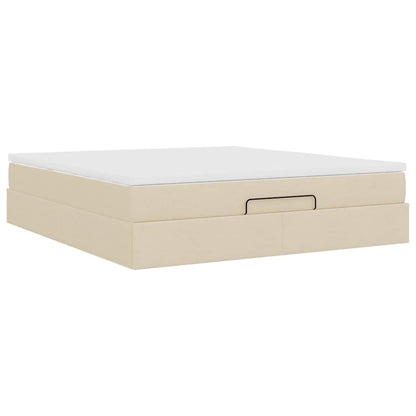 Ottoman bed met matras 180x200cm stof crèmekleurig