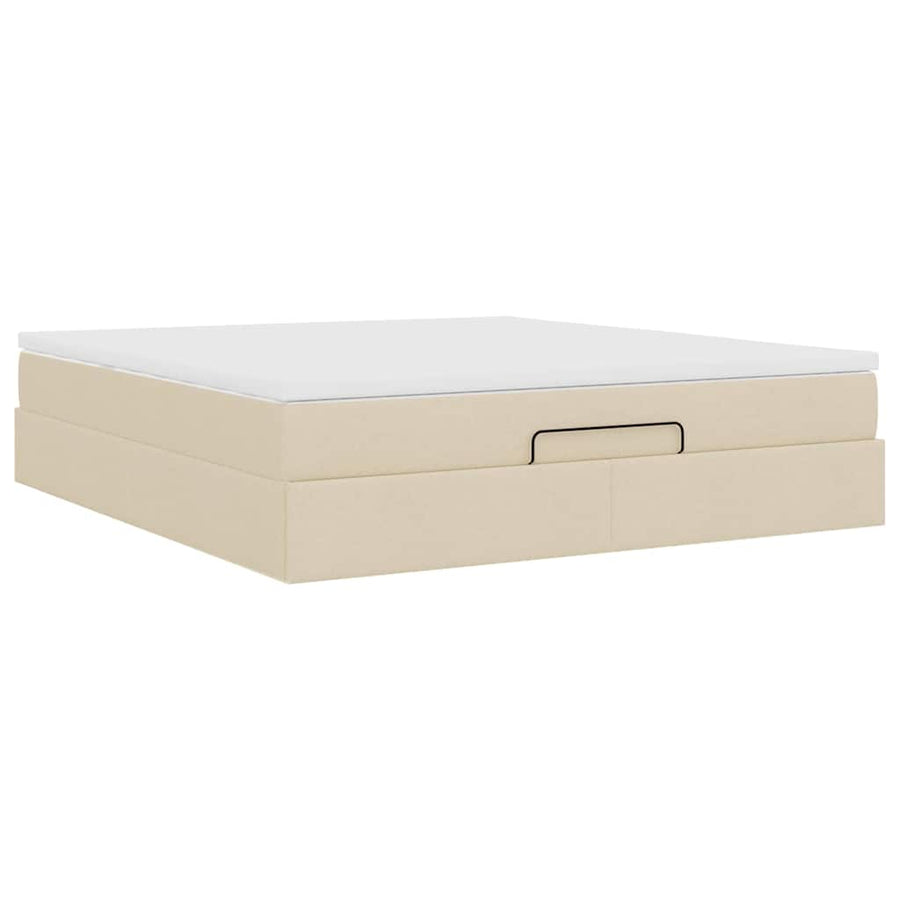 Ottoman bed met matras 180x200cm stof crèmekleurig