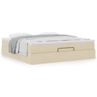 Ottoman bed with mattress 180x200cm fabric cream