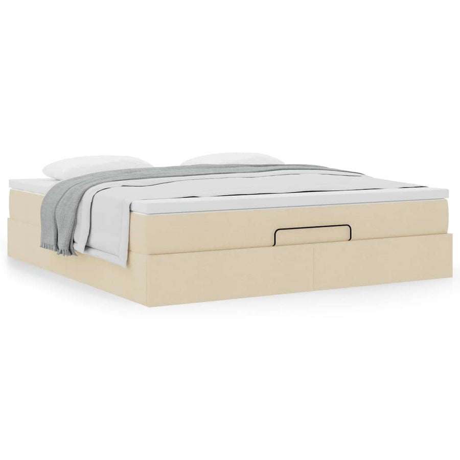 Ottoman bed met matras 180x200cm stof crèmekleurig