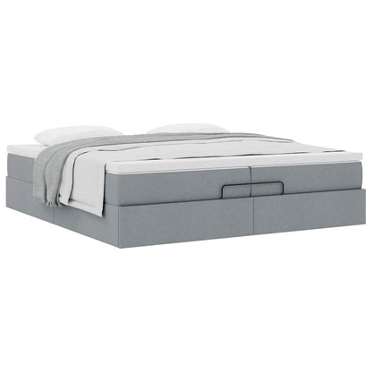 Ottoman bed met matrassen 200x200cm stof lichtgrijs
