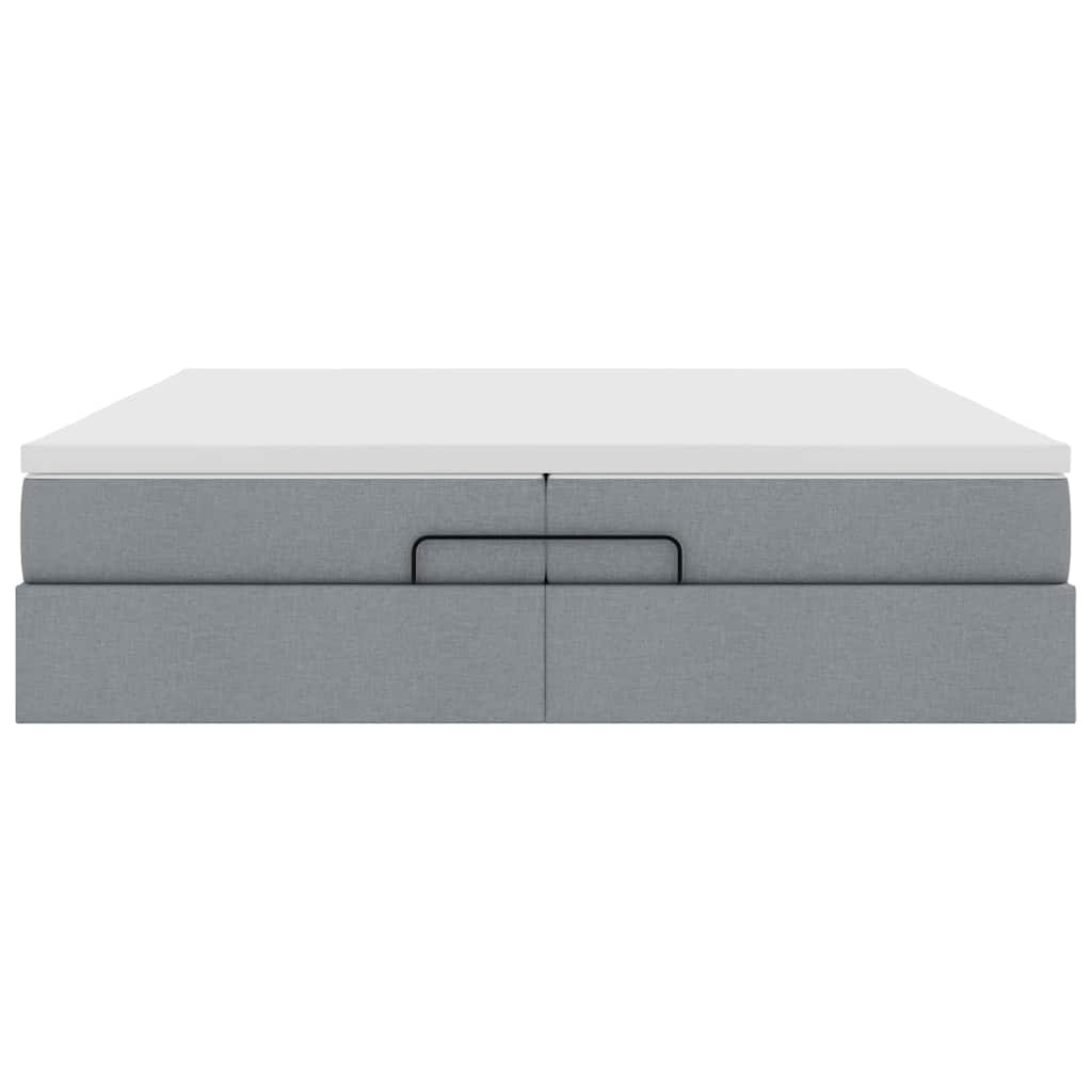 Ottoman bed met matrassen 200x200cm stof lichtgrijs