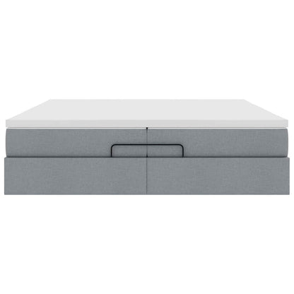 Ottoman bed met matrassen 200x200cm stof lichtgrijs