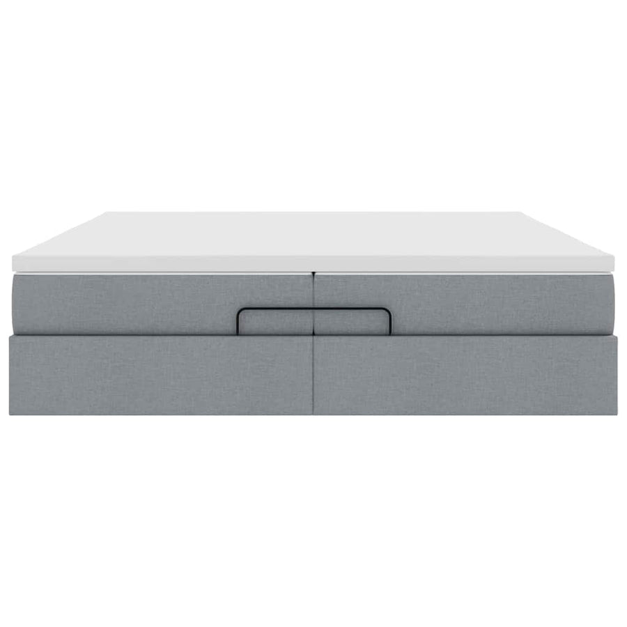 Ottoman bed met matrassen 200x200cm stof lichtgrijs