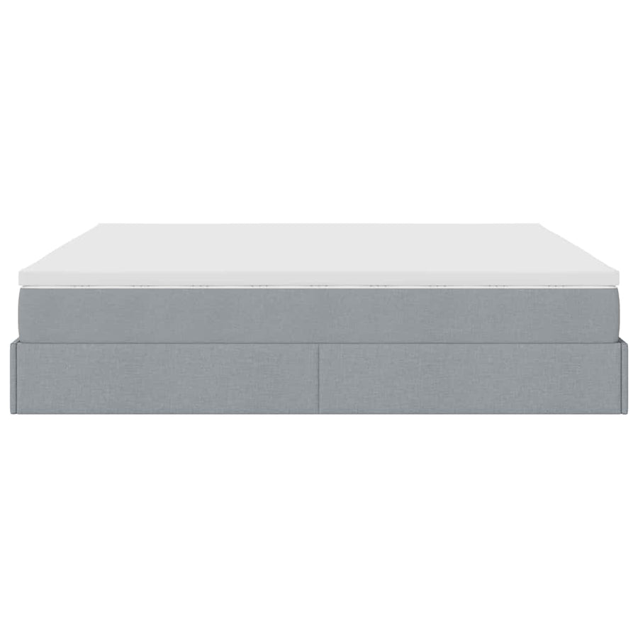 Ottoman bed met matrassen 200x200cm stof lichtgrijs