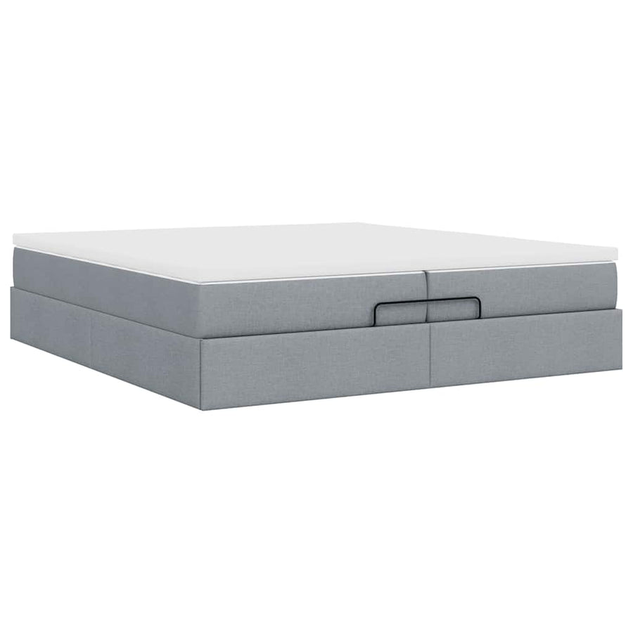 Ottoman bed met matrassen 200x200cm stof lichtgrijs