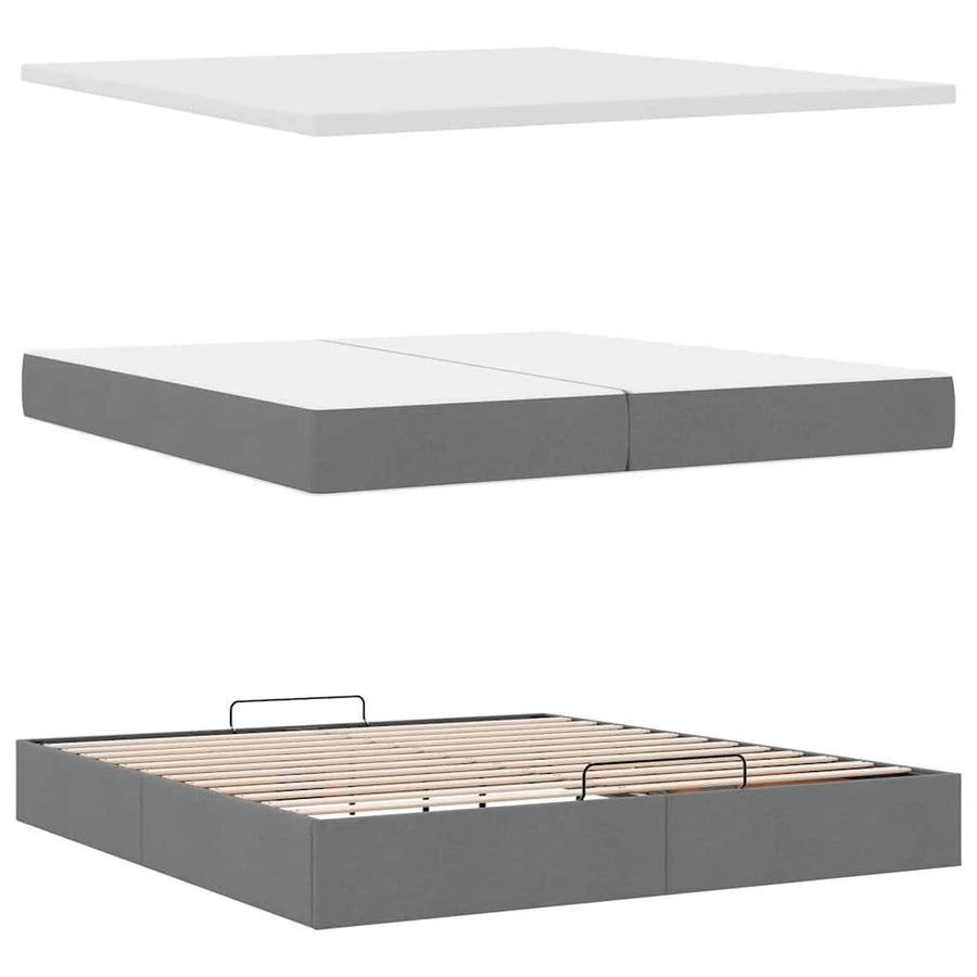 Ottoman bed met matrassen 200x200cm stof donkergrijs