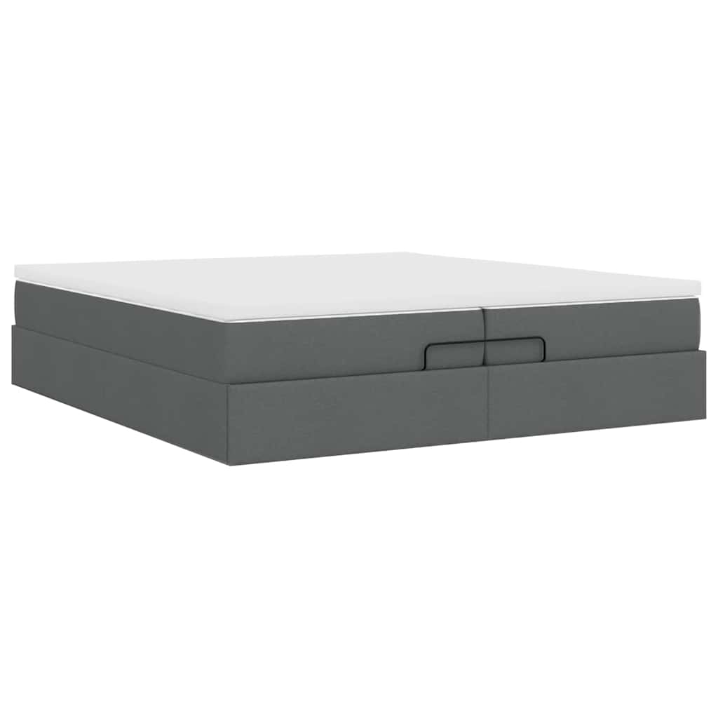 Ottoman bed met matrassen 200x200cm stof donkergrijs