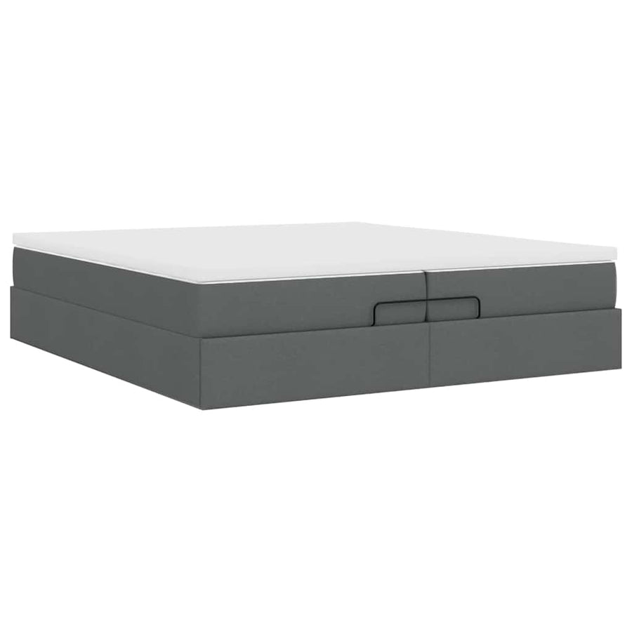 Ottoman bed met matrassen 200x200cm stof donkergrijs