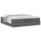 Ottoman bed with mattresses 200x200cm dark grey fabric
