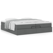 Ottoman bed 200x200 cm donkergrijs met opbergruimte