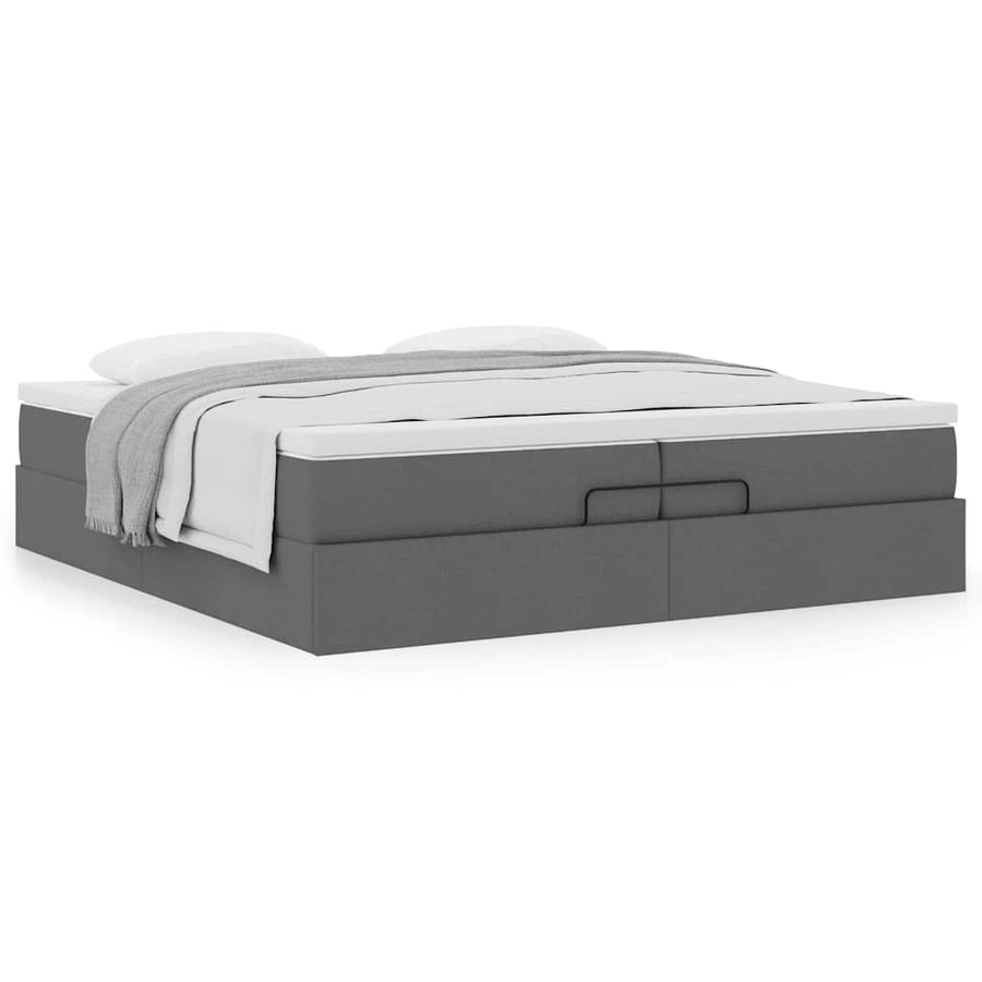 Ottoman bed met matrassen 200x200cm stof donkergrijs