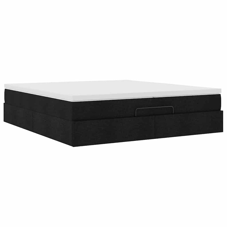 Ottoman bed met matrassen 200x200cm stof zwart
