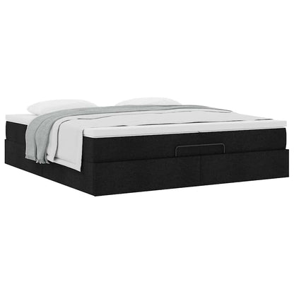 Ottoman bed met matrassen 200x200cm stof zwart