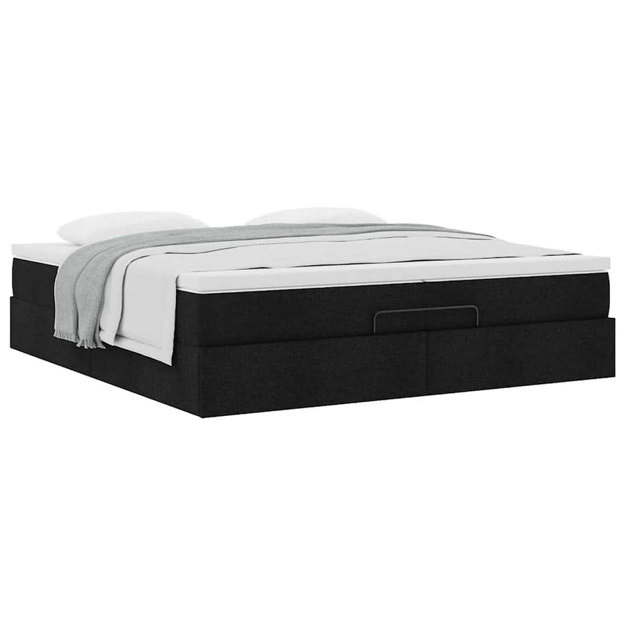 Ottoman bed met matrassen 200x200cm stof zwart