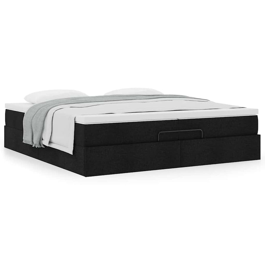 Ottoman bed met matrassen 200x200cm stof zwart