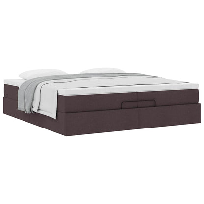 Ottoman bed met matrassen 200x200cm stof donkerbruin