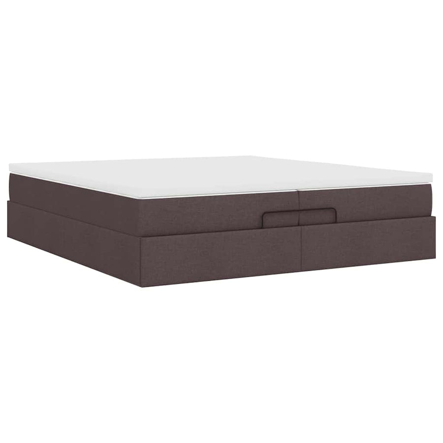 Ottoman bed met matrassen 200x200cm stof donkerbruin