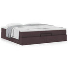 Ottoman bed with mattresses 200x200cm dark brown fabric