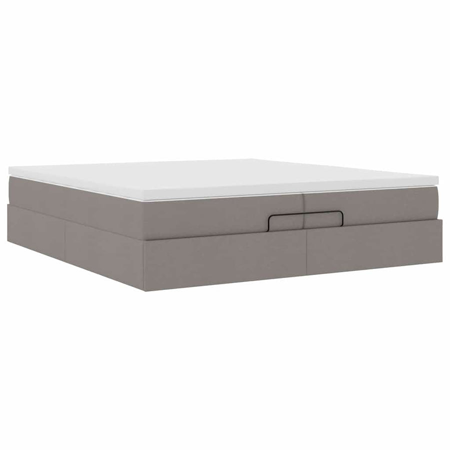 Ottoman bed met matrassen 200x200cm stof taupe