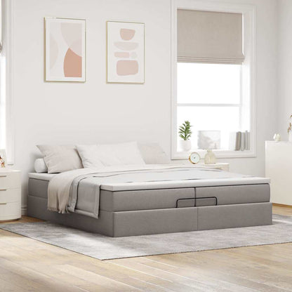 Ottoman bed met matrassen 200x200cm stof taupe