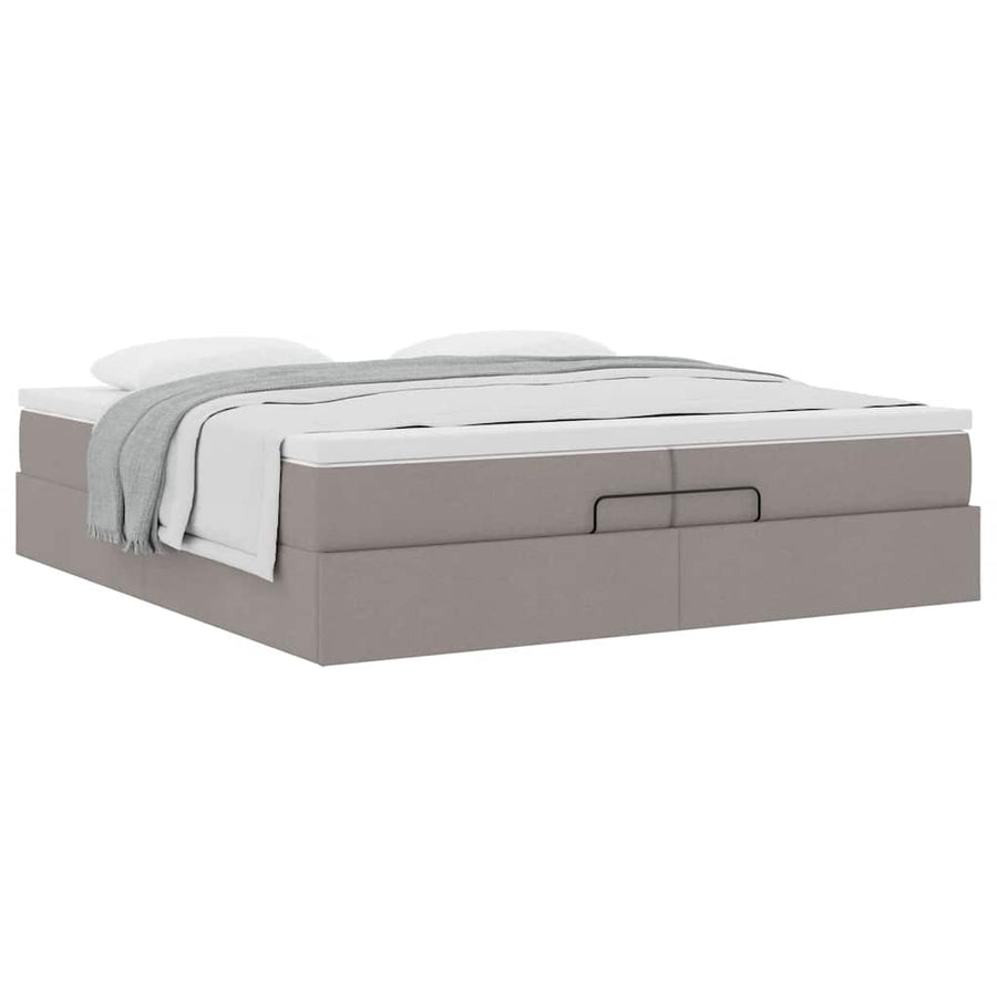Ottoman bed met matrassen 200x200cm stof taupe