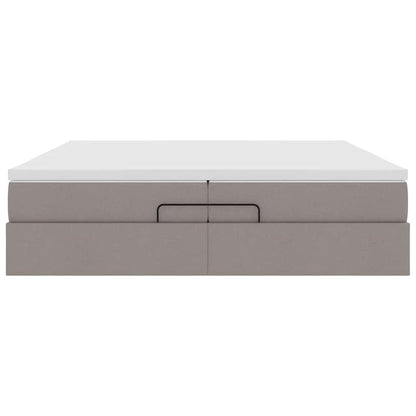 Ottoman bed met matrassen 200x200cm stof taupe