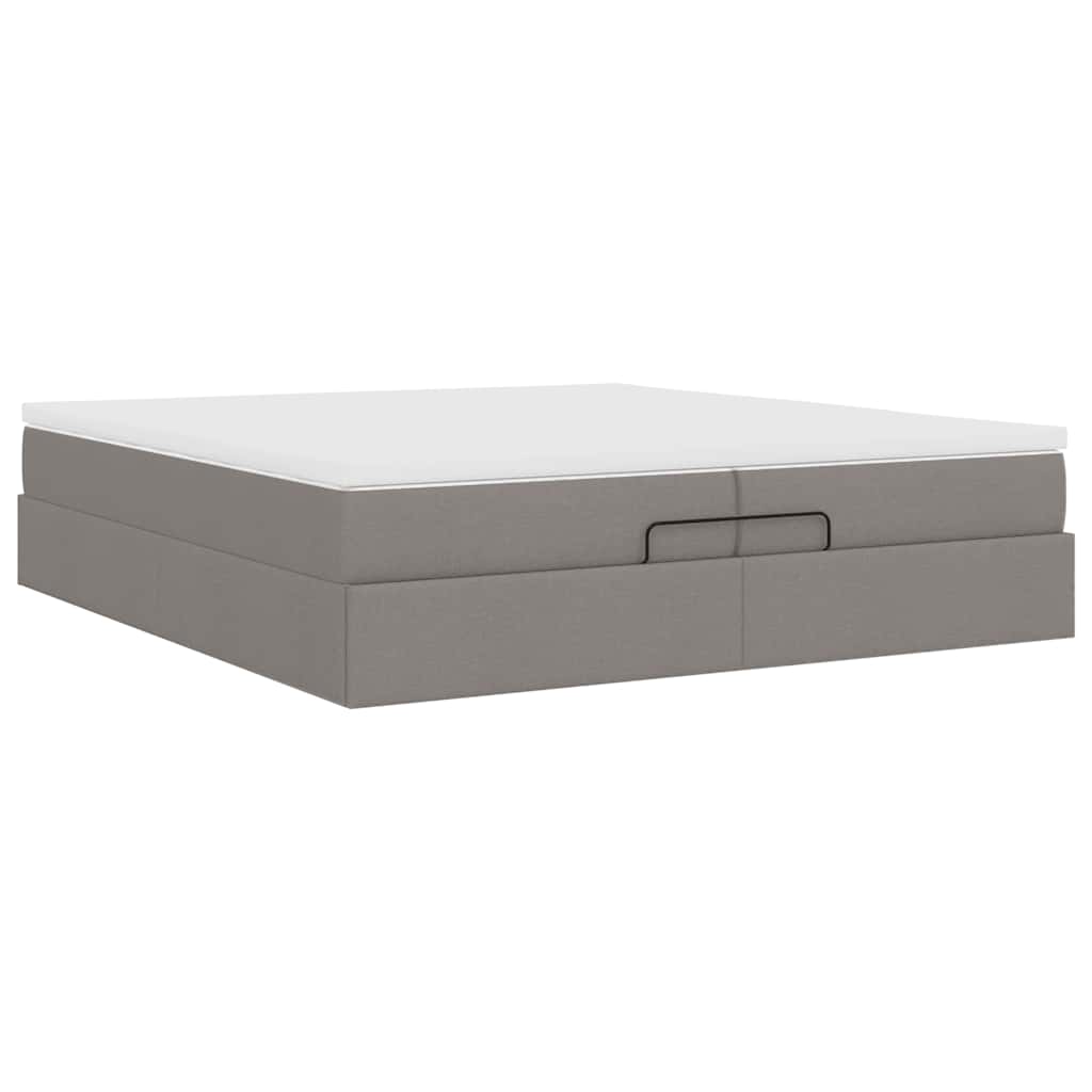Ottoman bed met matrassen 200x200cm stof taupe