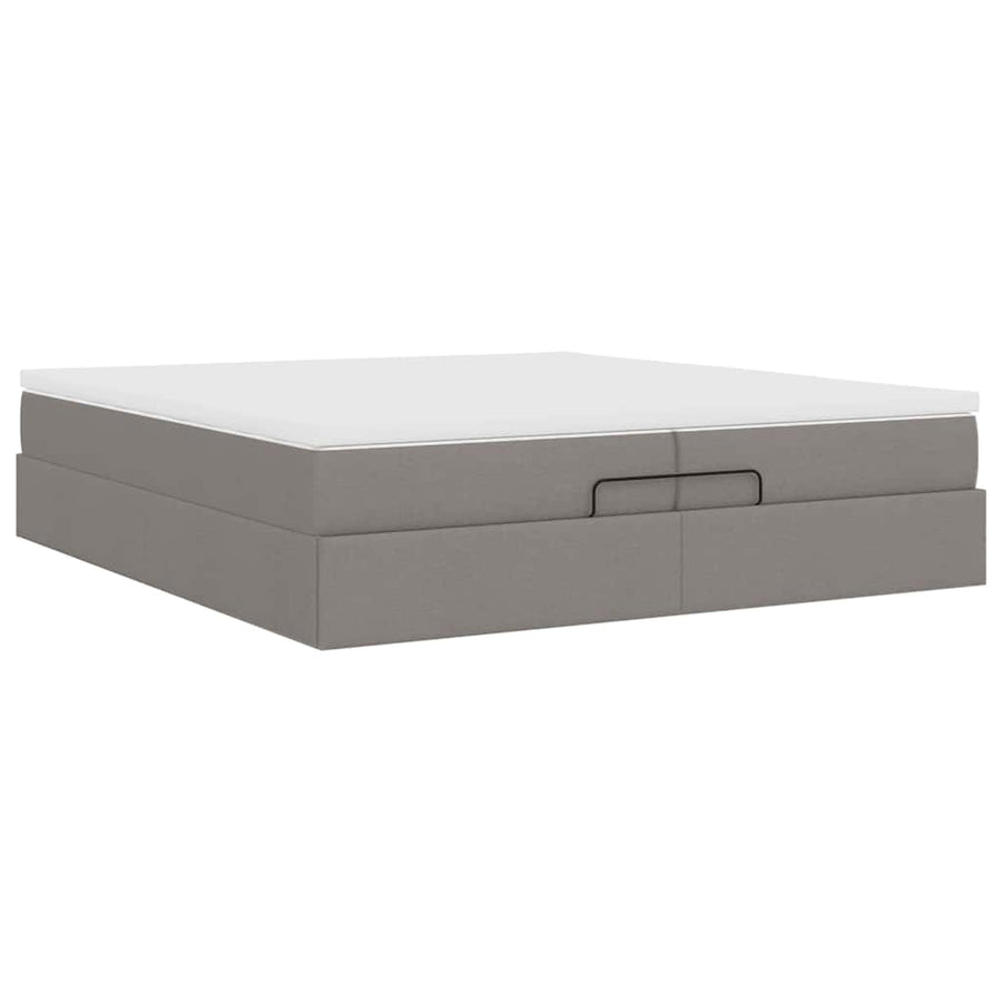 Ottoman bed met matrassen 200x200cm stof taupe