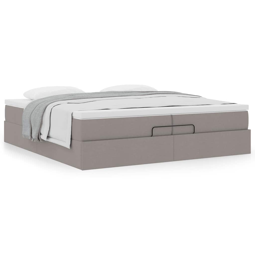 Ottoman bed met matrassen 200x200cm stof taupe