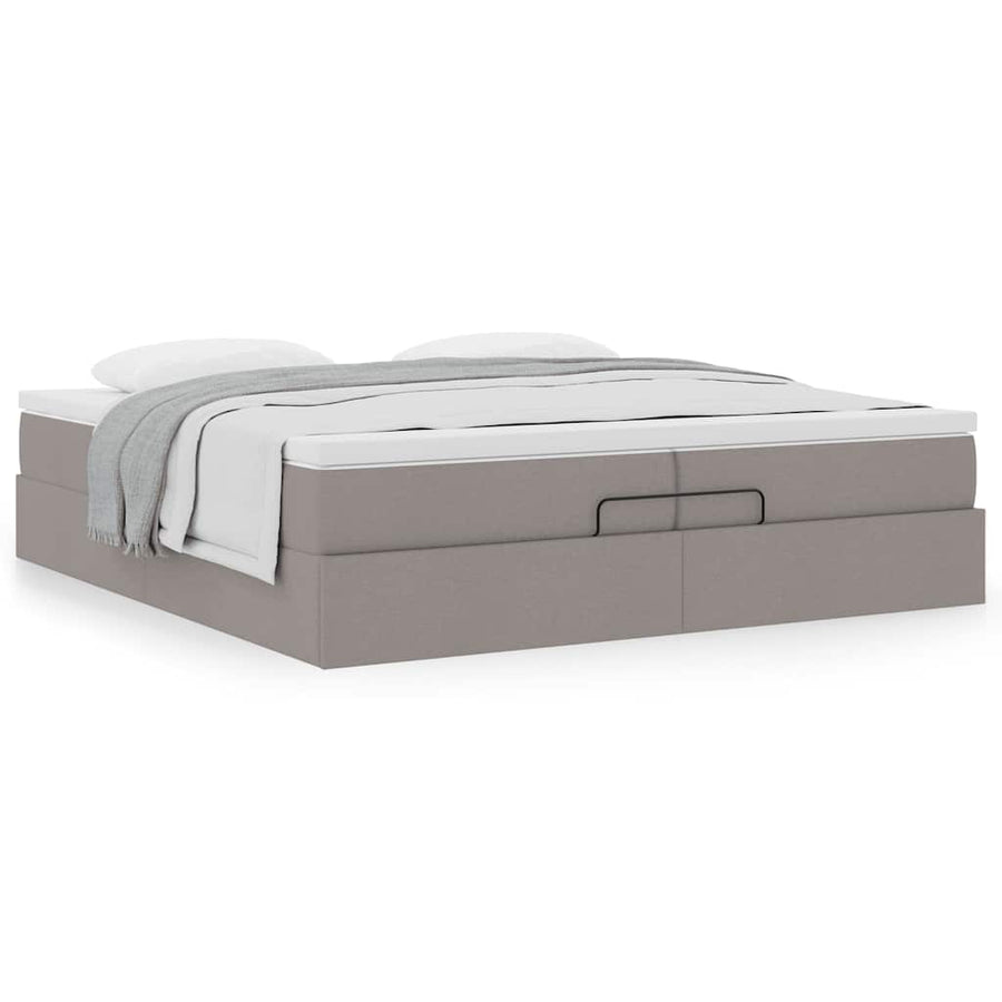 Ottoman bed met matrassen 200x200cm stof taupe