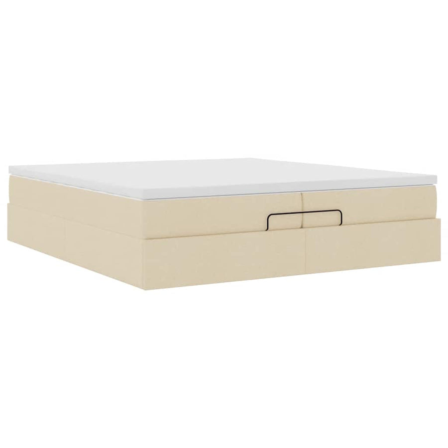 Ottoman bed met matrassen 200x200cm stof crèmekleurig