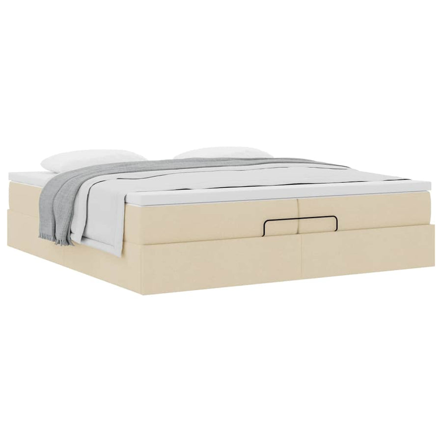 Ottoman bed met matrassen 200x200cm stof crèmekleurig
