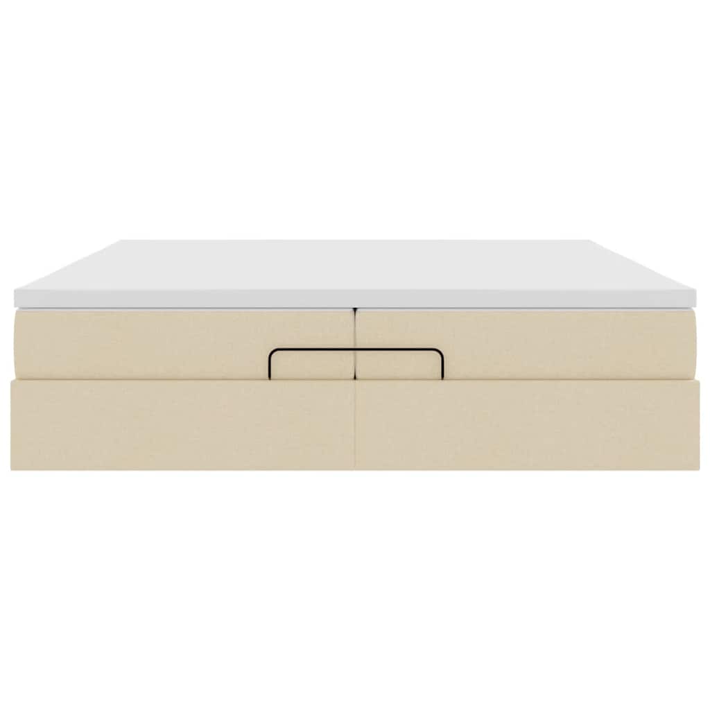Ottoman bed met matrassen 200x200cm stof crèmekleurig