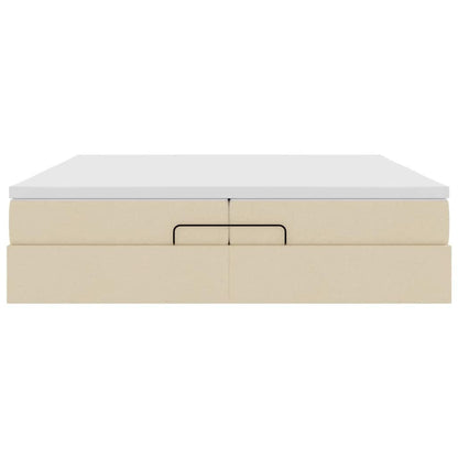 Ottoman bed met matrassen 200x200cm stof crèmekleurig