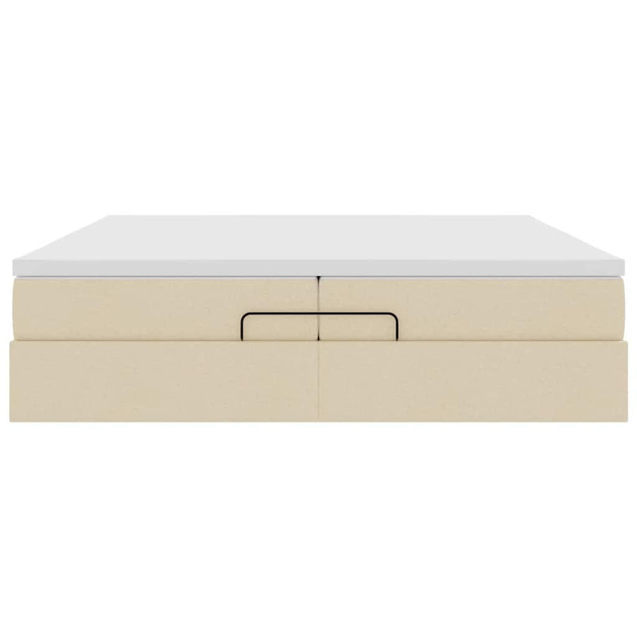 Ottoman bed met matrassen 200x200cm stof crèmekleurig