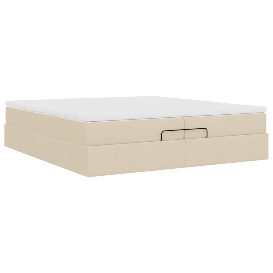 Ottoman bed met matrassen 200x200cm stof crèmekleurig