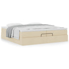 Ottoman bed with mattresses 200x200cm fabric cream