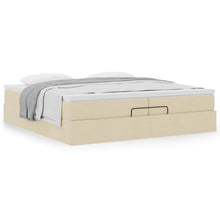 Ottoman bed met matrassen 200x200cm stof crèmekleurig