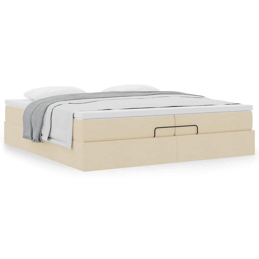 Ottoman bed met matrassen 200x200cm stof crèmekleurig