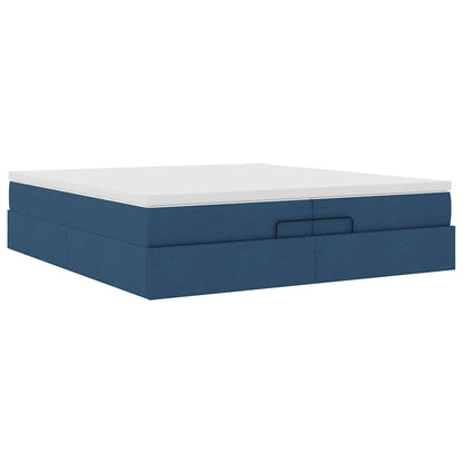 Ottoman bed met matrassen 200x200cm stof blauw